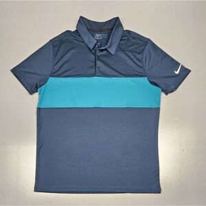 Nike Golf Polo Shirt Mens Large. Dri-Fit Two Toned Blue Short Sleeve‎ Collared.